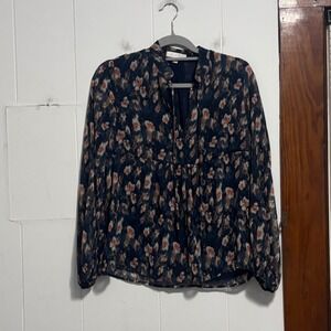 eri‎ + ali boho leopard Print Long Sleeve Blouse Women's Size S